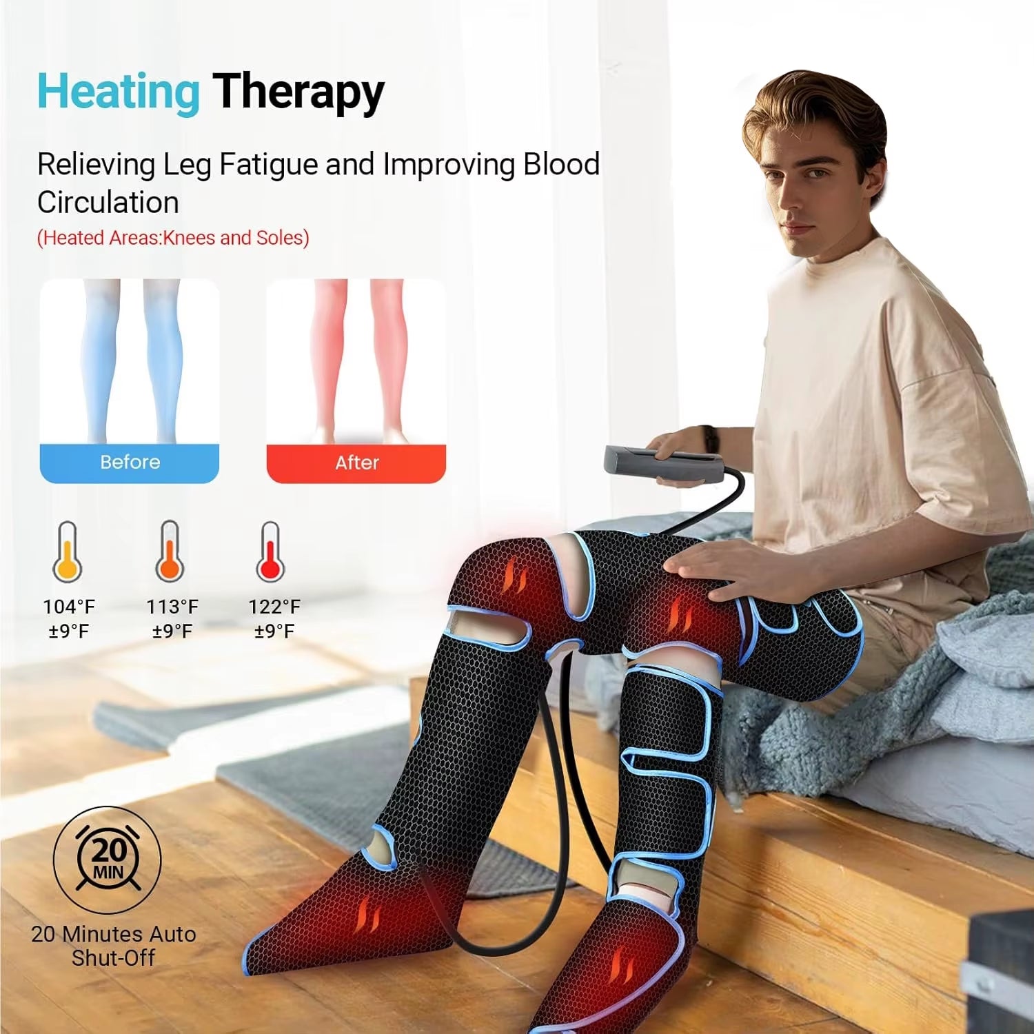 Leg Muscle Relaxer 6 Modes Air Compression Recovery Boot Lymph Release Relieve Foot Fatigue Heating Leg Massager for Athletes
