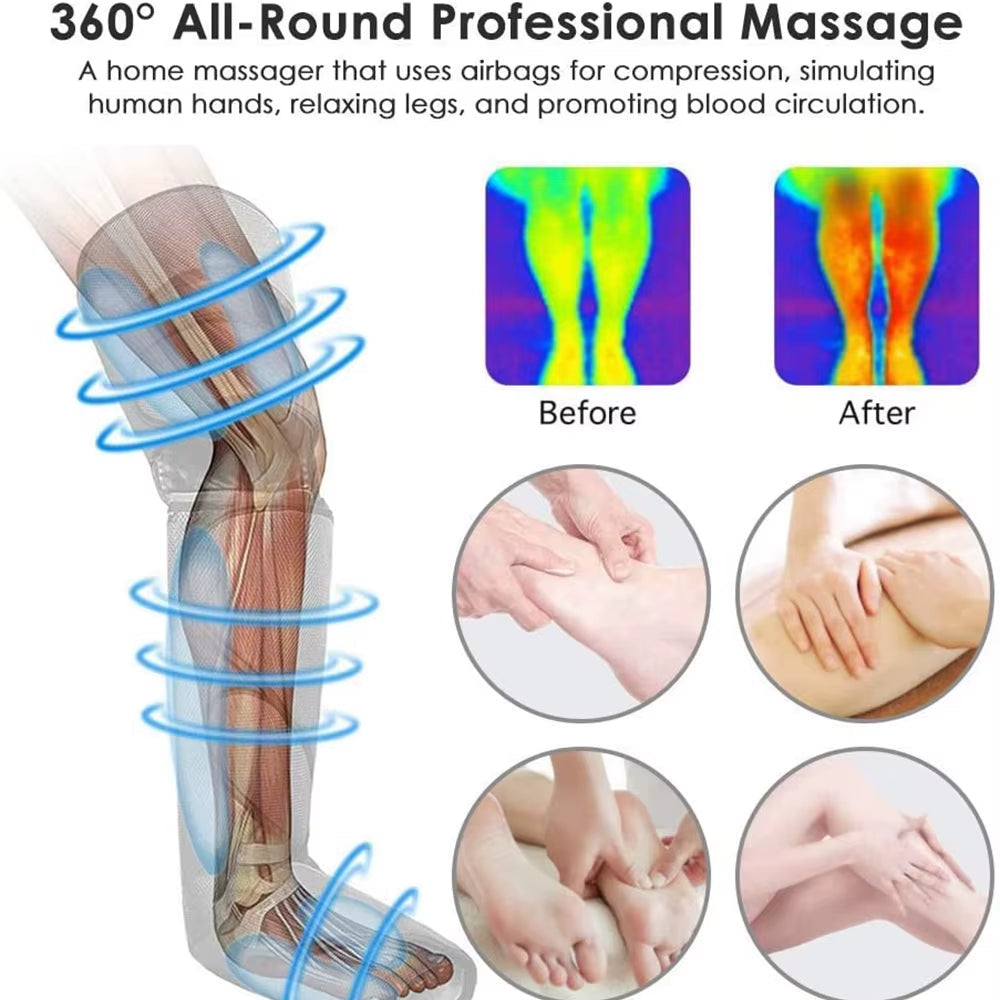 Leg Muscle Relaxer 6 Modes Air Compression Recovery Boot Lymph Release Relieve Foot Fatigue Heating Leg Massager for Athletes